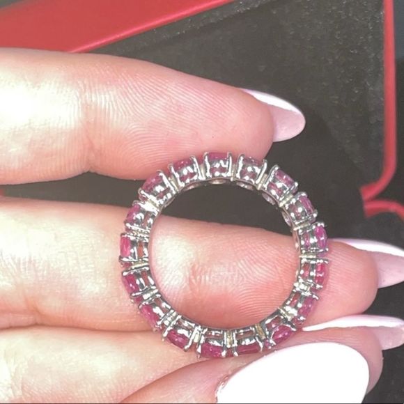 ❌Sterling Silver Pink Crystal Ring - Picture 9 of 14